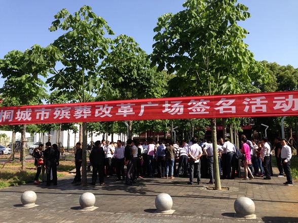 公司组织党员干部参加桐城市殡葬改革广场群众公开签名活动